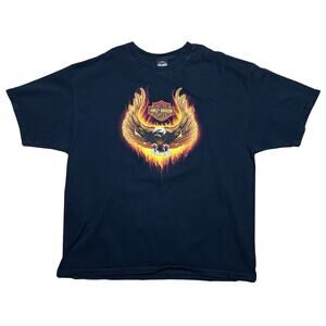 Vintage Harley Davidson Flames T-Shirt XXL Seattle WA Graphic Mens Y2K Black Tee